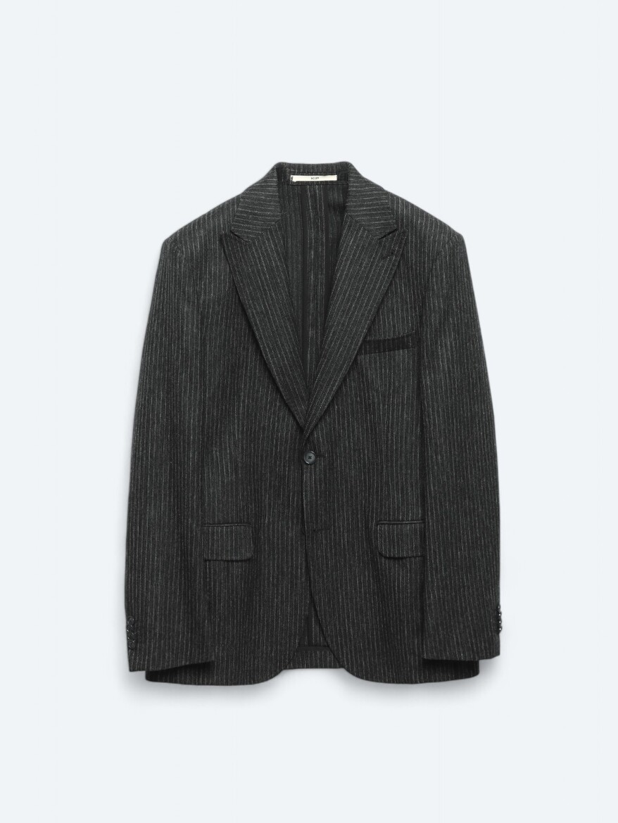 Hard Coal Patterned Modern Fit Wool Blended Jacket - 7