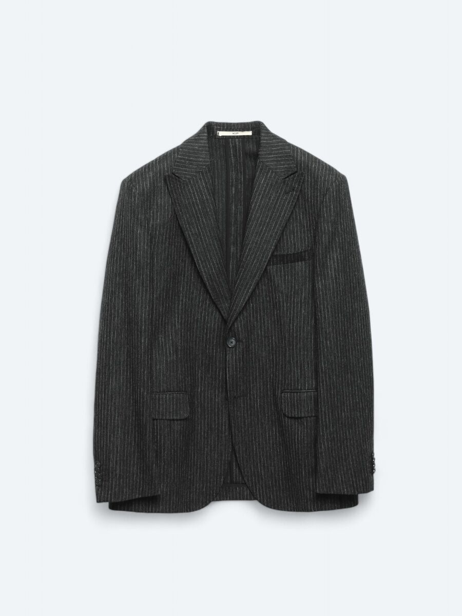 Hard Coal Patterned Modern Fit Wool Blended Jacket - 7