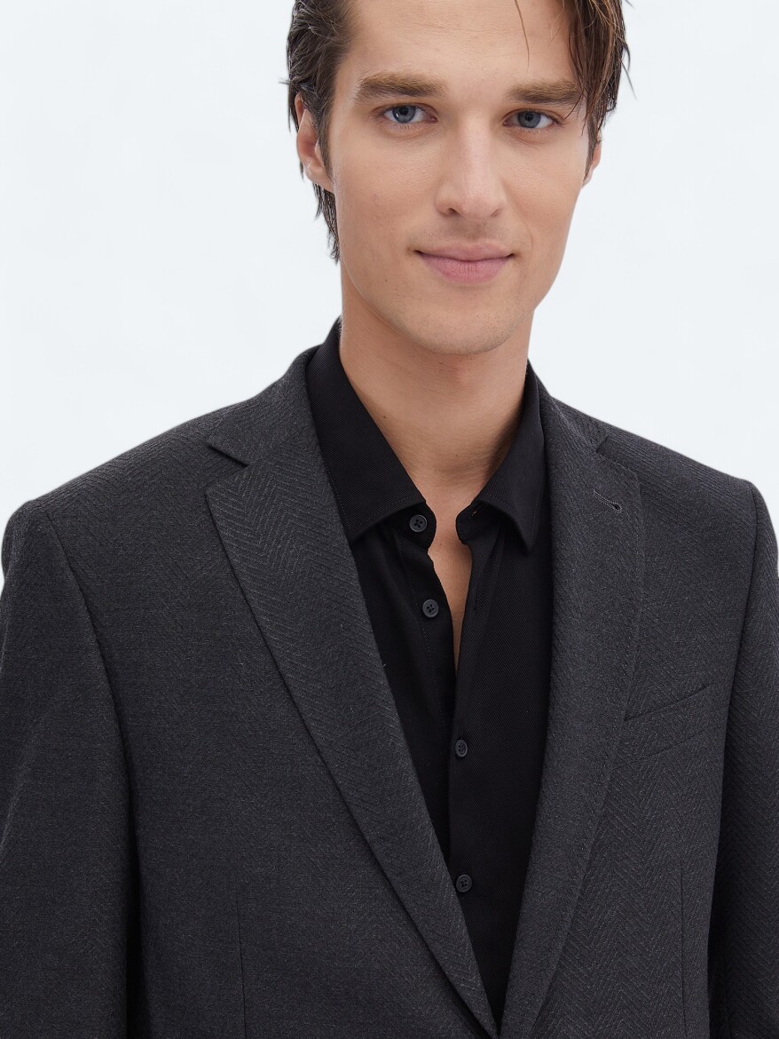 Hard Coal Patterned Regular Fit Recycled Jacket - 3