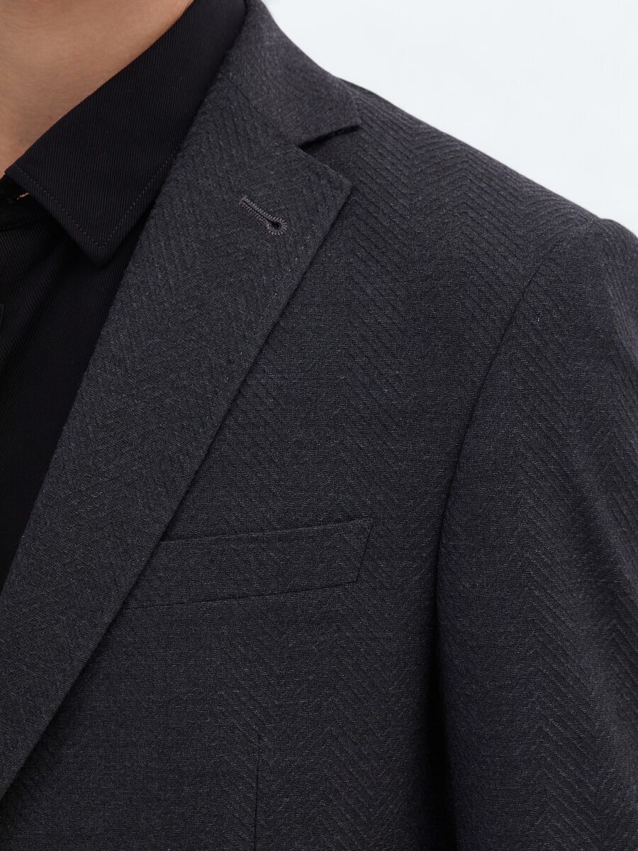 Hard Coal Patterned Regular Fit Recycled Jacket - 4