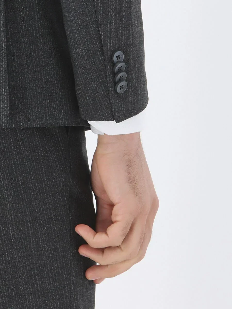 Hard Coal Patterned Regular Fit Wool Blended Suit - 4