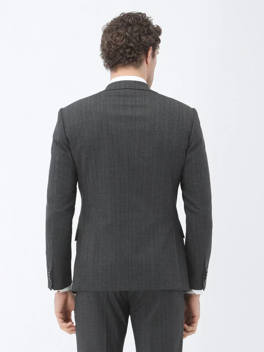 Hard Coal Patterned Regular Fit Wool Blended Suit - 5