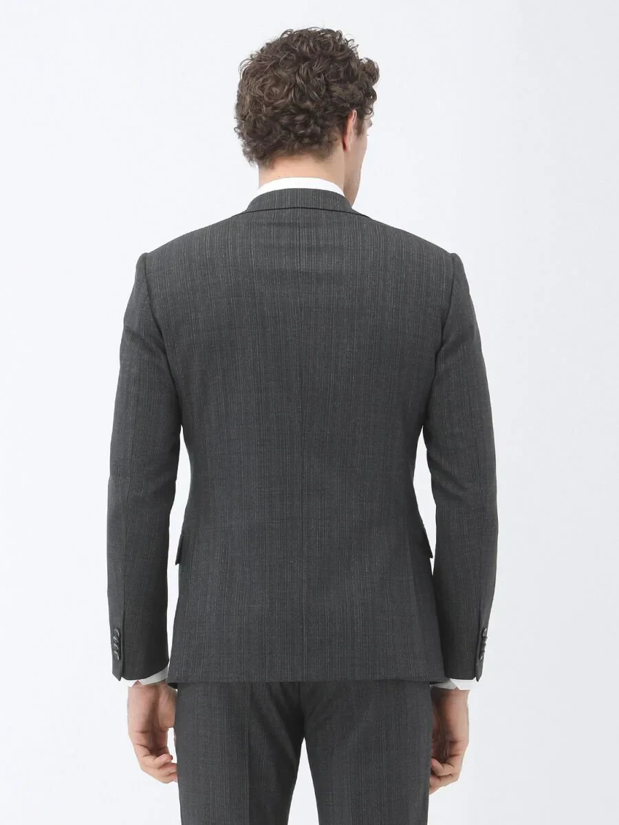 Hard Coal Patterned Regular Fit Wool Blended Suit - 5