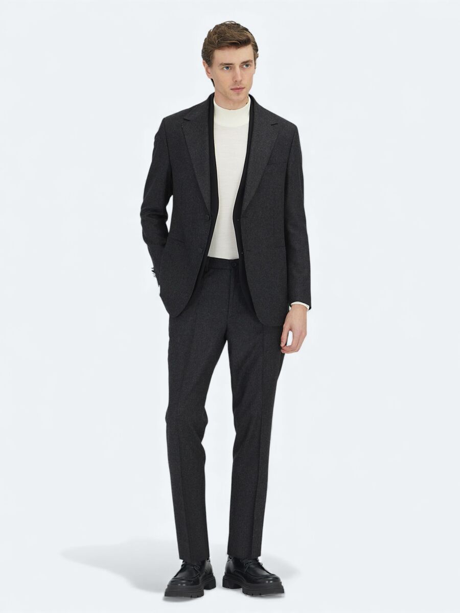 Hard Coal Plain Comfort Fit Suit - 2