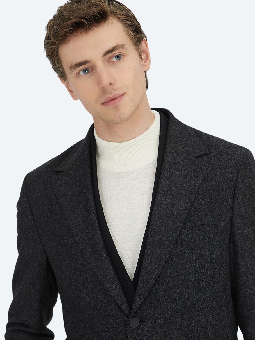 Hard Coal Plain Comfort Fit Suit - 3