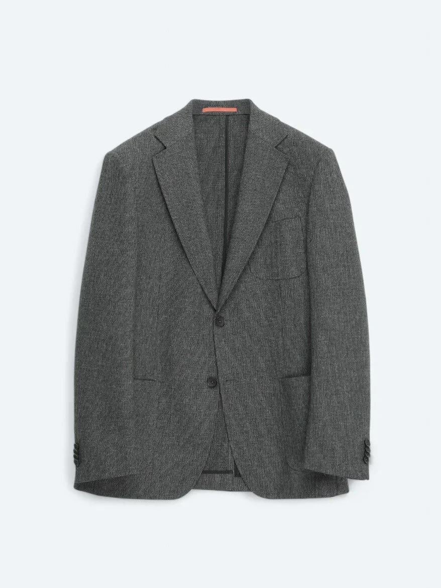 Hard Coal Plain Comfort Fit Wool Blended Suit - 1
