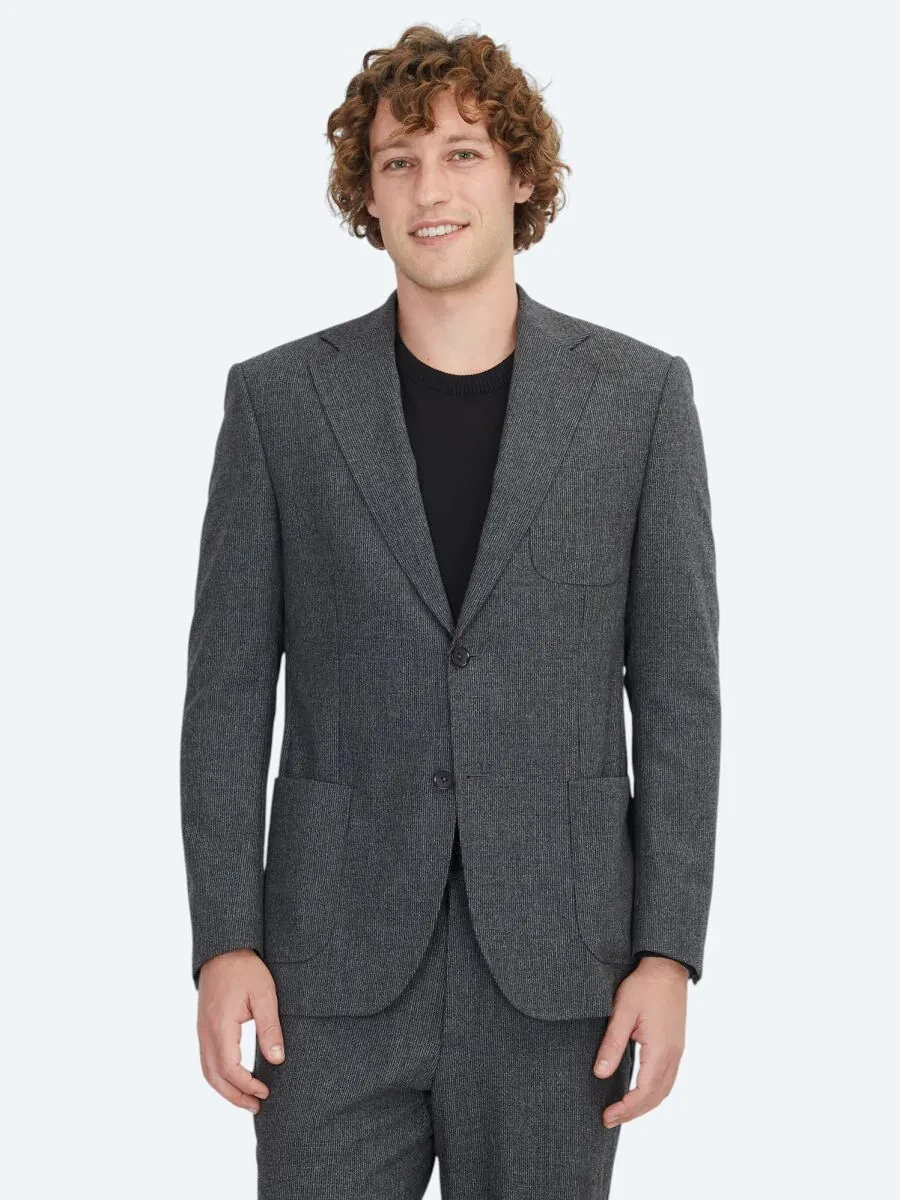 Hard Coal Plain Comfort Fit Wool Blended Suit - 1