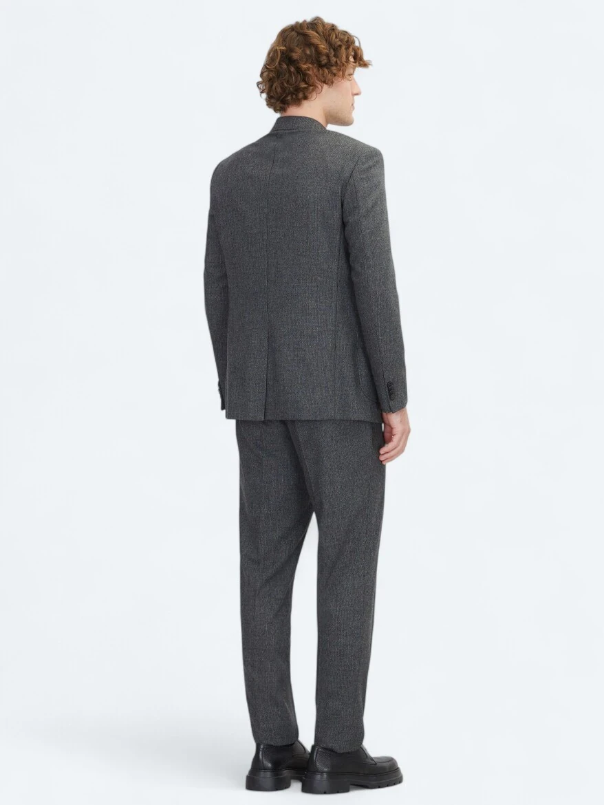 Hard Coal Plain Comfort Fit Wool Blended Suit - 6