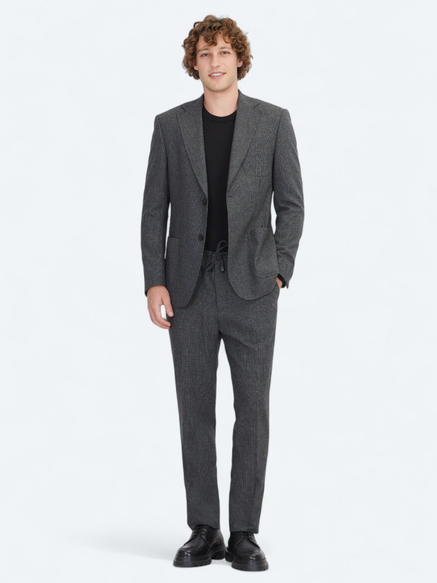 Hard Coal Plain Comfort Fit Wool Blended Suit 