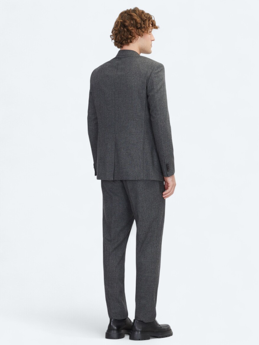 Hard Coal Plain Comfort Fit Wool Blended Suit - 6