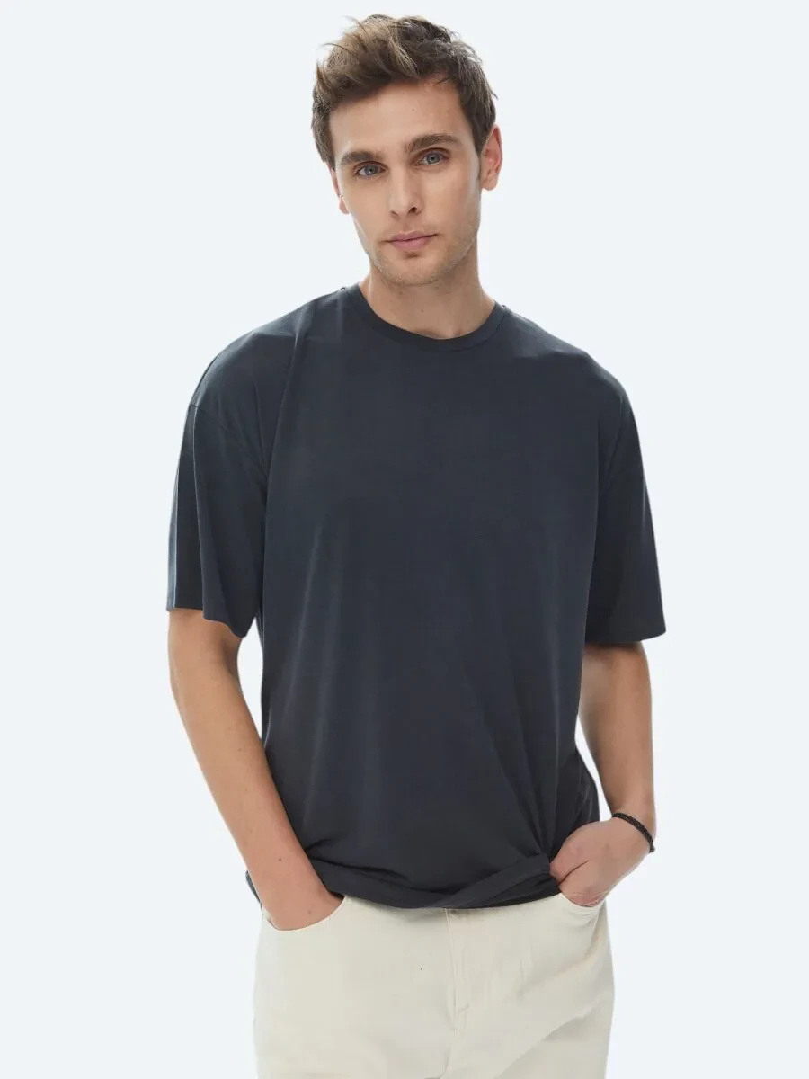 Hard Coal Plain Crew Neck T-Shirt - 1