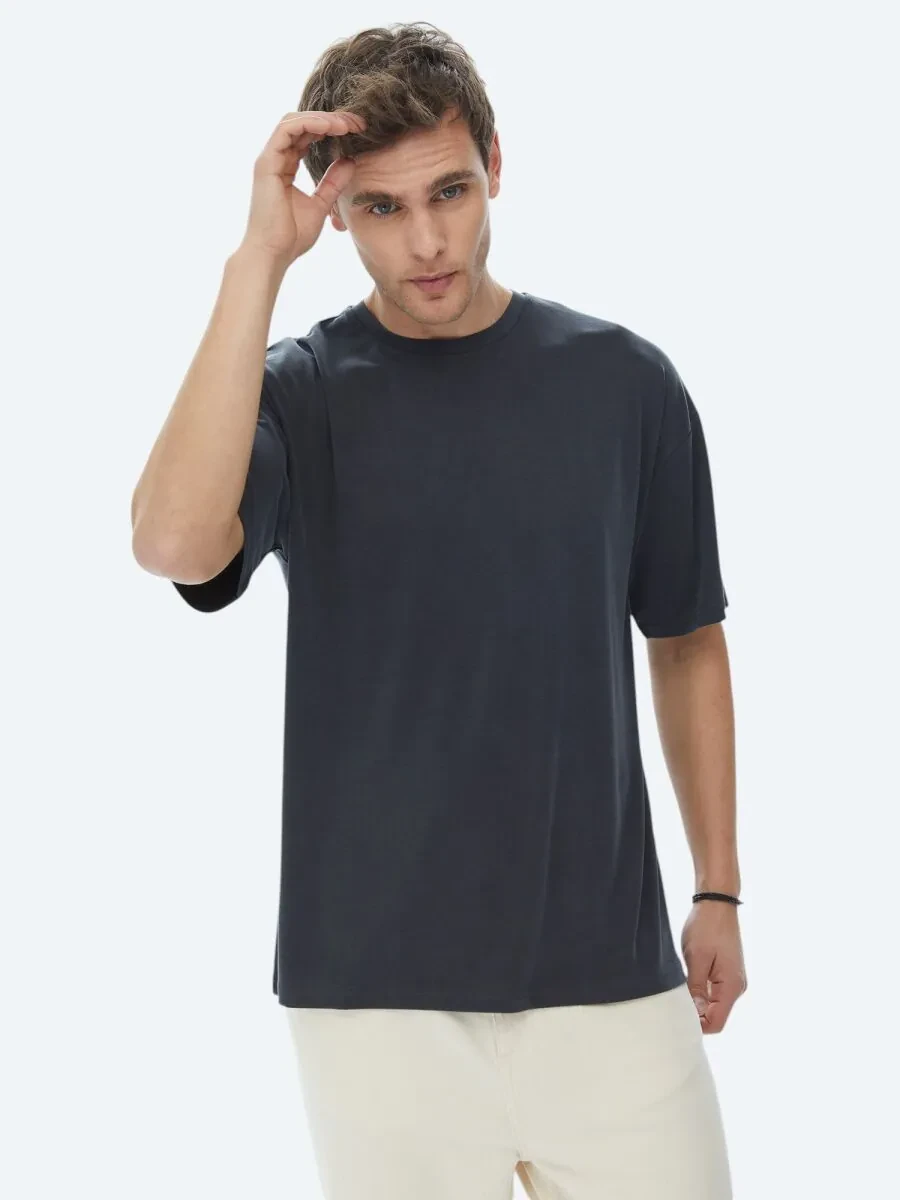 Hard Coal Plain Crew Neck T-Shirt - 5