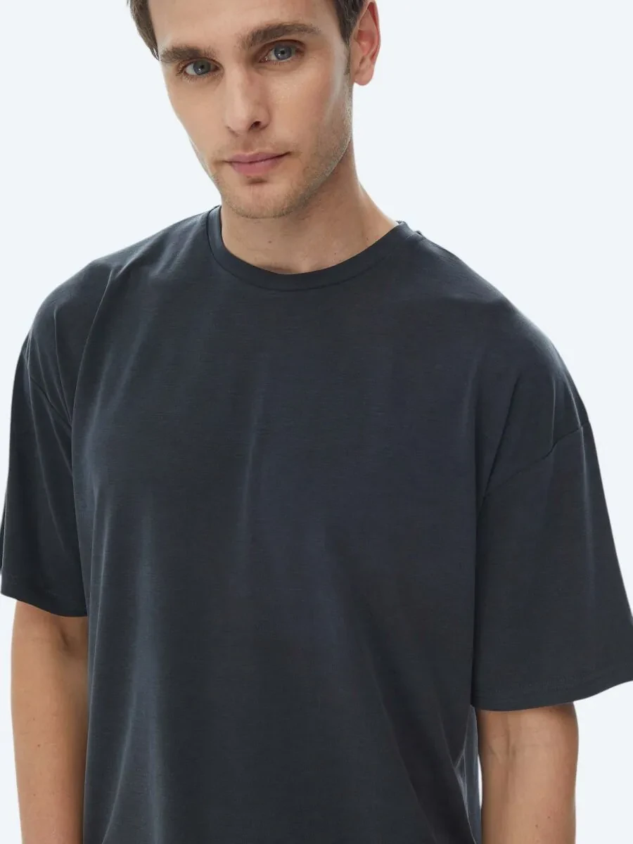Hard Coal Plain Crew Neck T-Shirt - 7