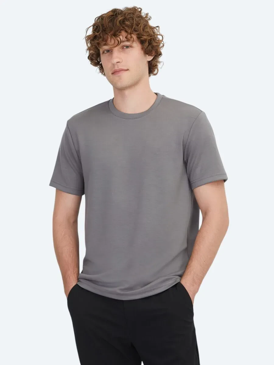 Hard Coal Plain Crew Neck T-Shirt - 1