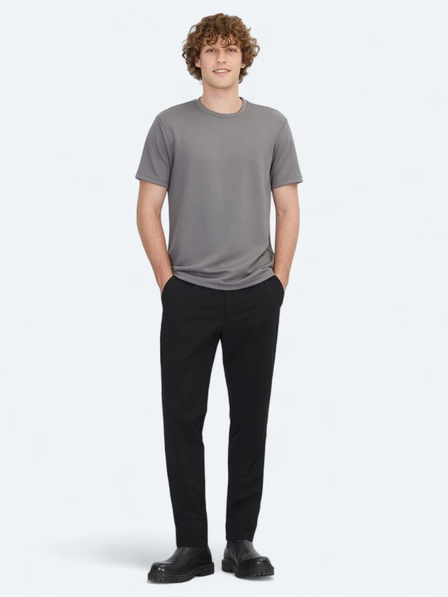 Hard Coal Plain Crew Neck T-Shirt - 2