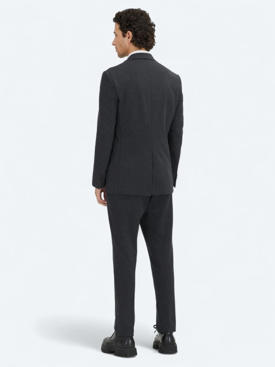 Hard Coal Plain Modern Fit Cotton Blended Suit - 5