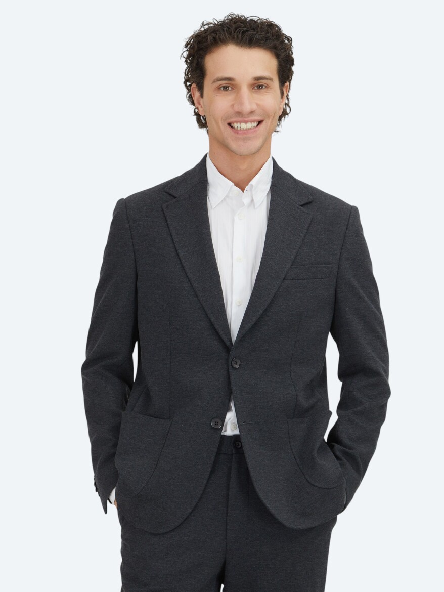 Hard Coal Plain Modern Fit Cotton Blended Suit - 1