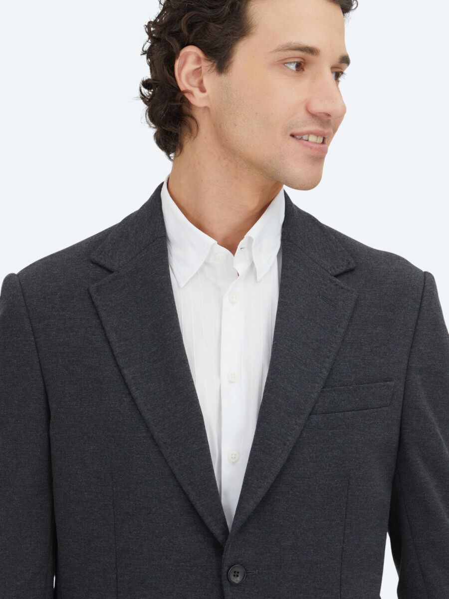 Hard Coal Plain Modern Fit Cotton Blended Suit - 3