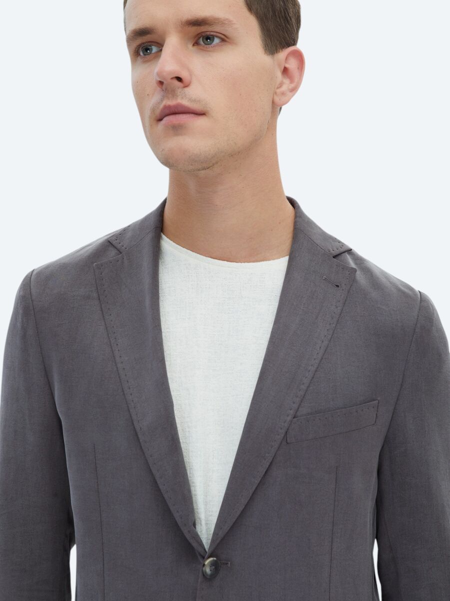 Hard Coal Plain Modern Fit Jacket - 4