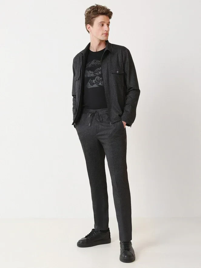 Hard Coal Plain Modern Fit Suit - 3