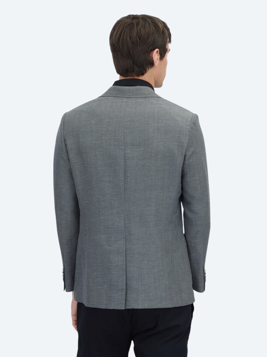 Hard Coal Plain Modern Fit Wool Blended Jacket - 5