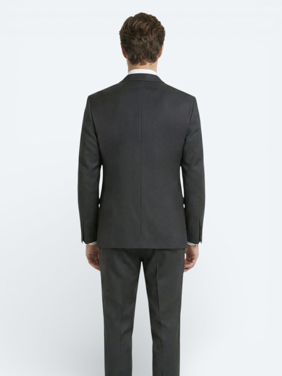 Hard Coal Plain Modern Fit Wool Blended Suit - 4
