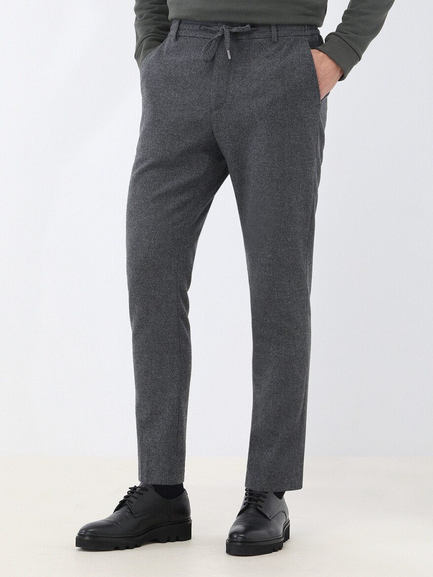 Hard Coal Plain Modern Fit Wool Blended Suit - 8
