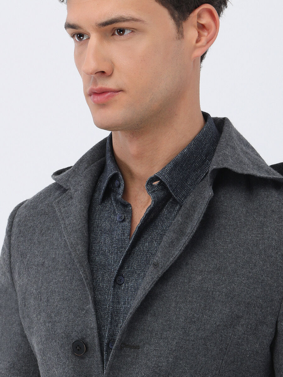 Hard Coal Plain Modern Fit Wool Blended Suit - 9