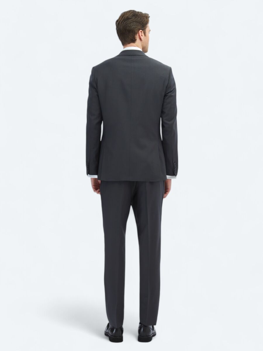 Hard Coal Plain Modern Fit Wool Blended Suit - 6
