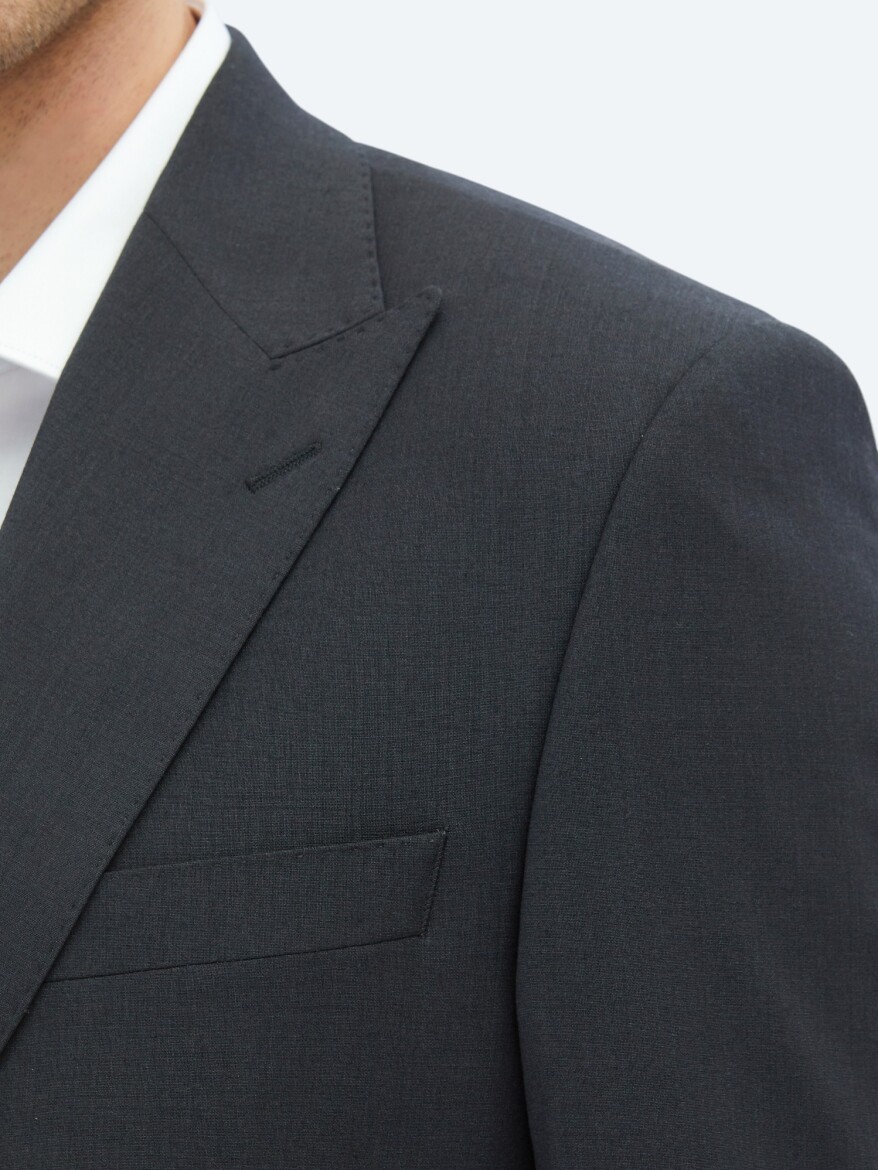 Hard Coal Plain Modern Fit Wool Blended Suit - 4