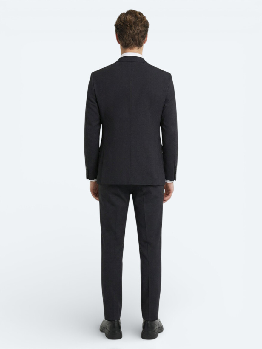 Hard Coal Plain Modern Fit Wool Blended Suit - 4