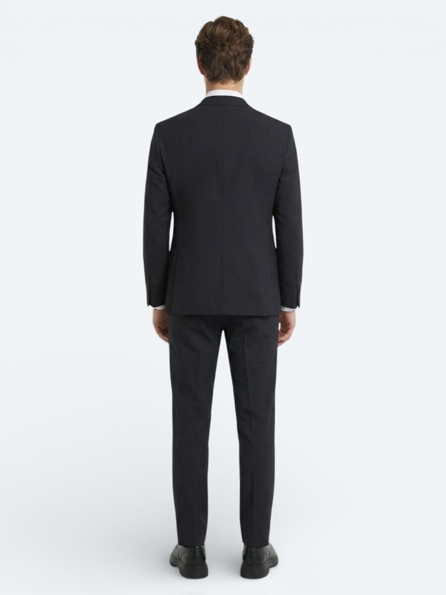 Hard Coal Plain Modern Fit Wool Blended Suit - 4