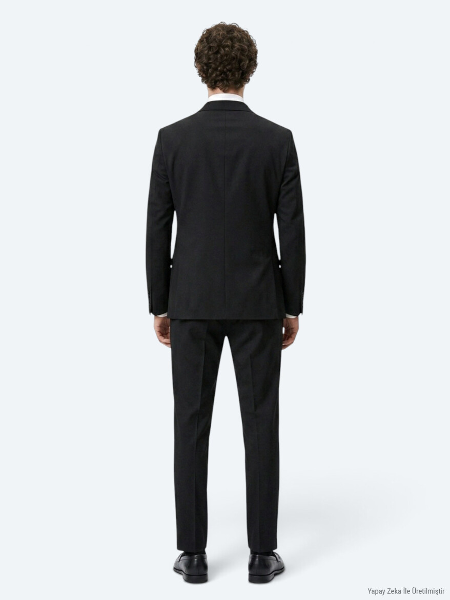 Hard Coal Plain Modern Fit Wool Blended Suit - 5