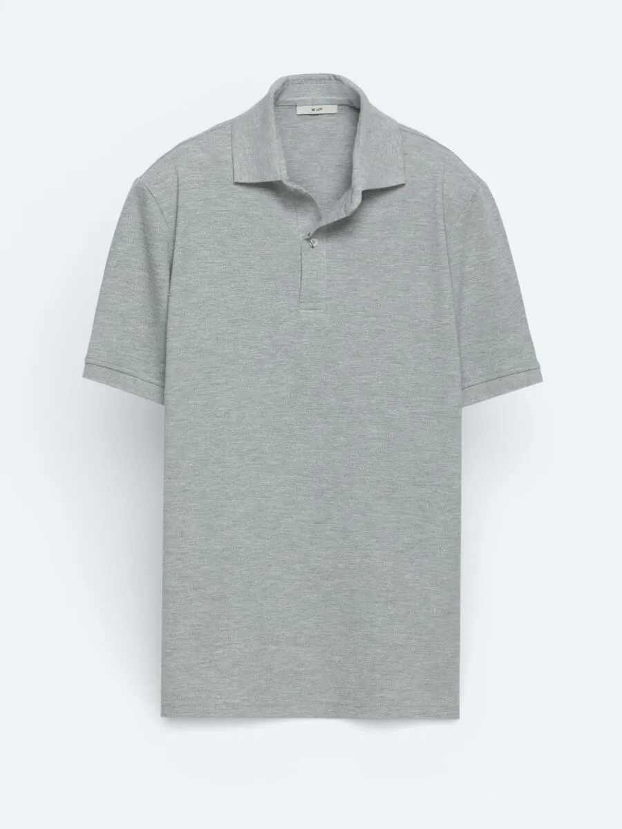 Hard Coal Plain Polo Neck Cotton Blended T-Shirt - 1