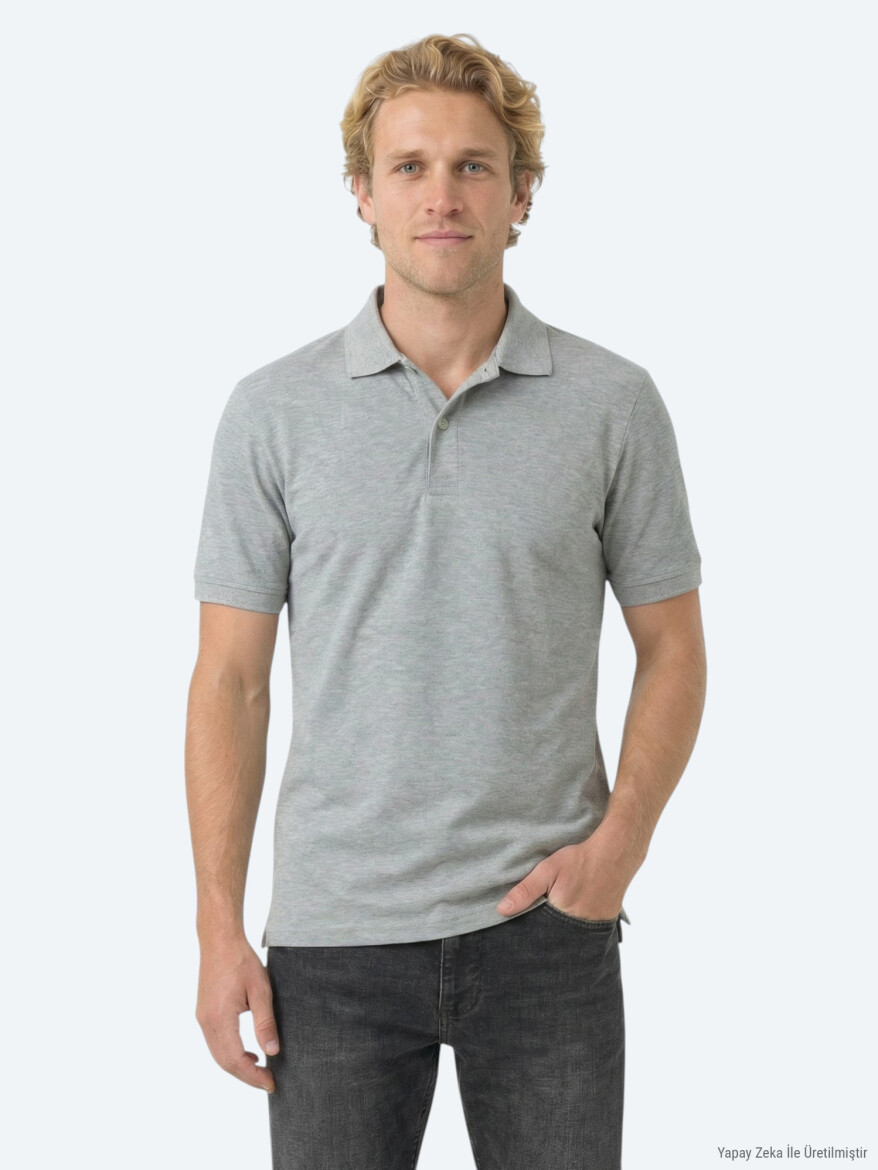 Hard Coal Plain Polo Neck Cotton Blended T-Shirt - KİP