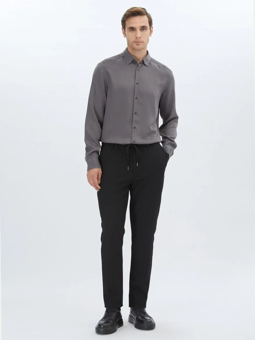Hard Coal Plain Regular Fit Weaving Casual Shirt - 2
