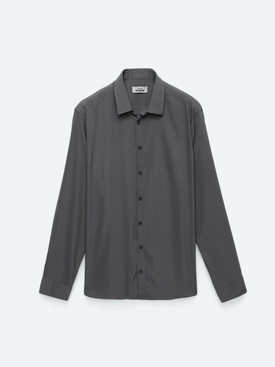 Hard Coal Plain Regular Fit Weaving Casual Shirt - 6