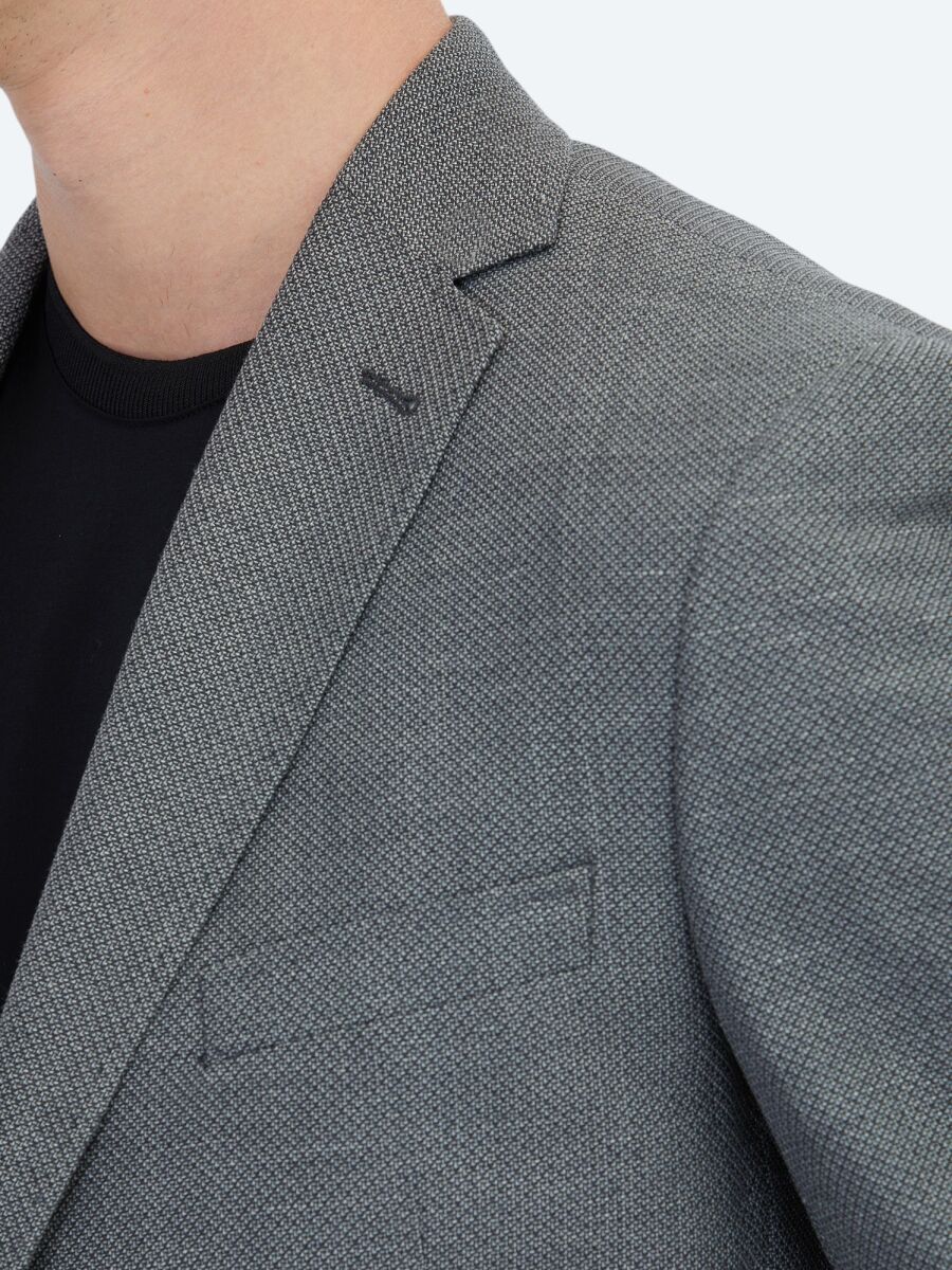 Hard Coal Plain Regular Fit Wool Blended Jacket - 5