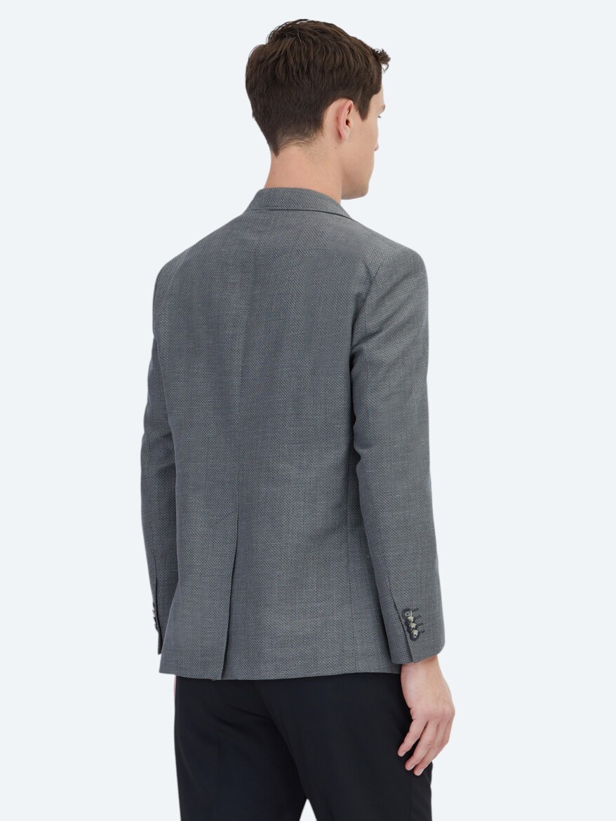 Hard Coal Plain Regular Fit Wool Blended Jacket - 6