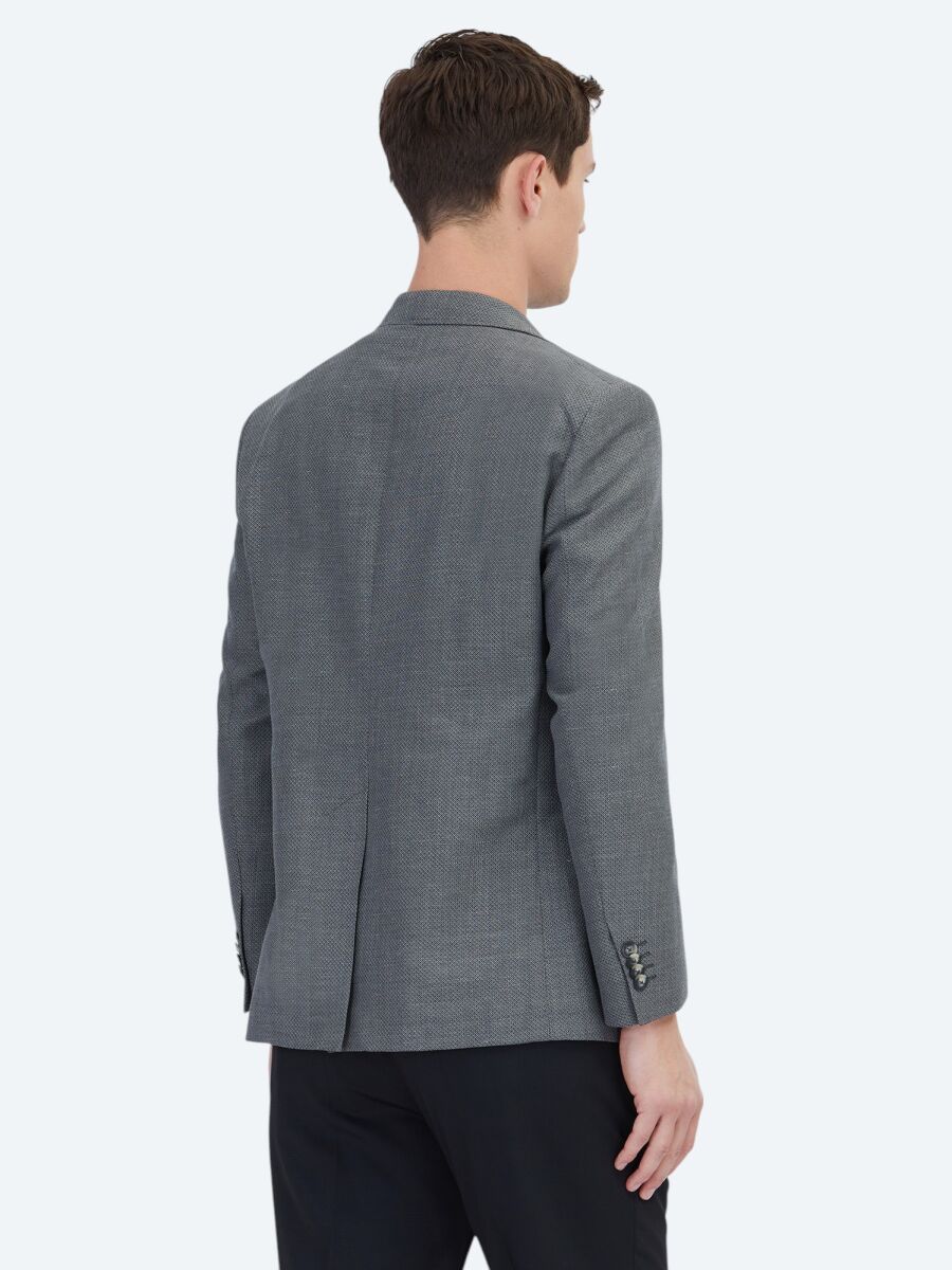 Hard Coal Plain Regular Fit Wool Blended Jacket - 6