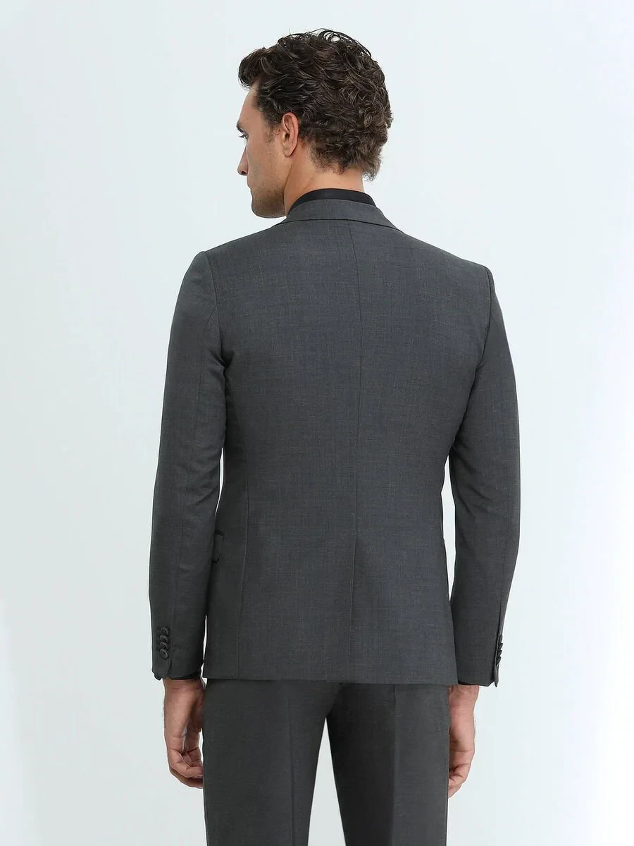 Hard Coal Plain Regular Fit Wool Blended Suit - 5