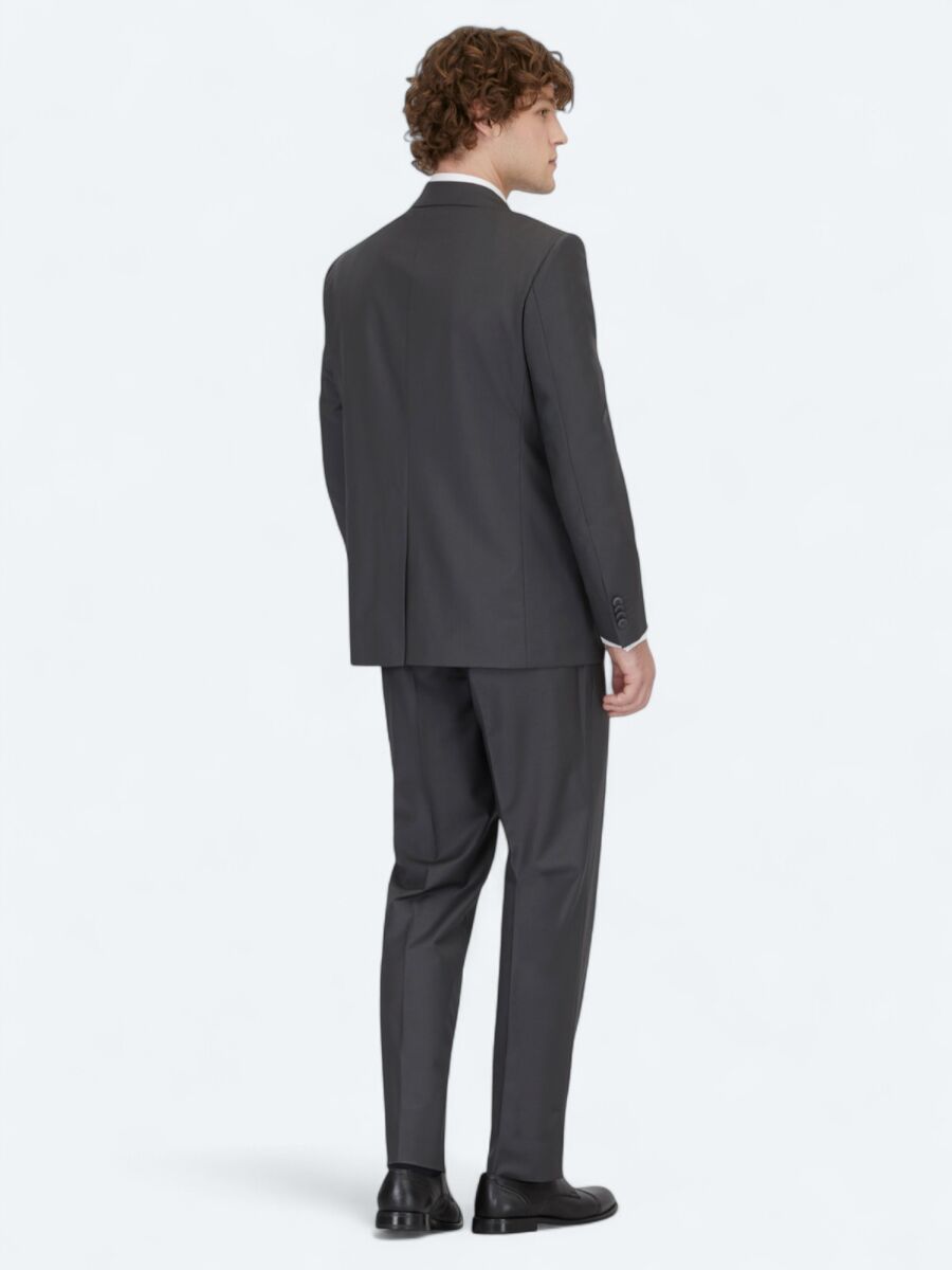 Hard Coal Plain Regular Fit Wool Blended Suit - 5