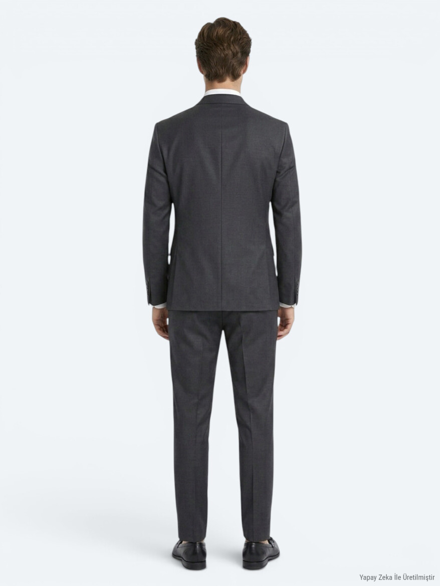 Hard Coal Plain Regular Fit Wool Blended Suit - 5