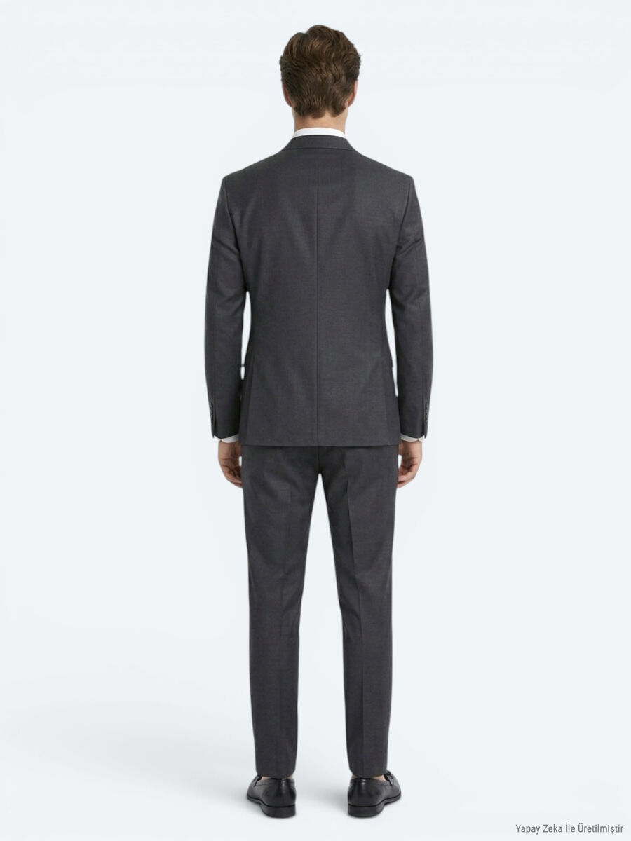 Hard Coal Plain Regular Fit Wool Blended Suit - 5