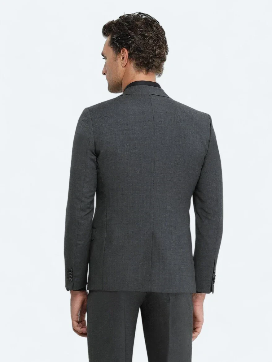 Hard Coal Plain Regular Fit Wool Blended Suit - 5