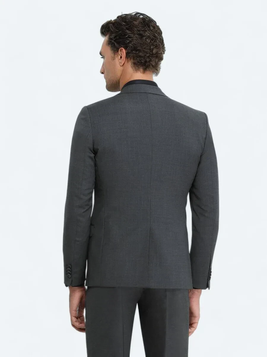 Hard Coal Plain Regular Fit Wool Blended Suit - 5