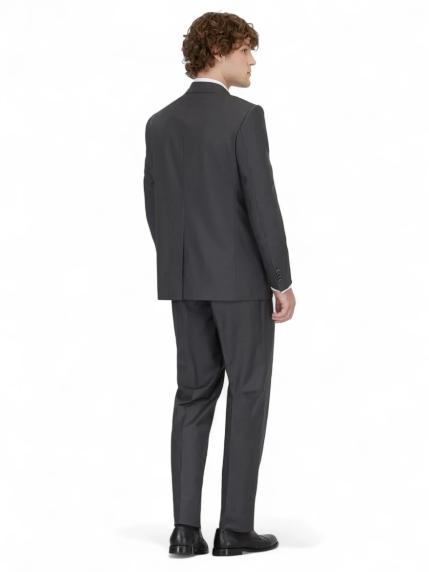 Hard Coal Plain Regular Fit Wool Blended Suit - 5