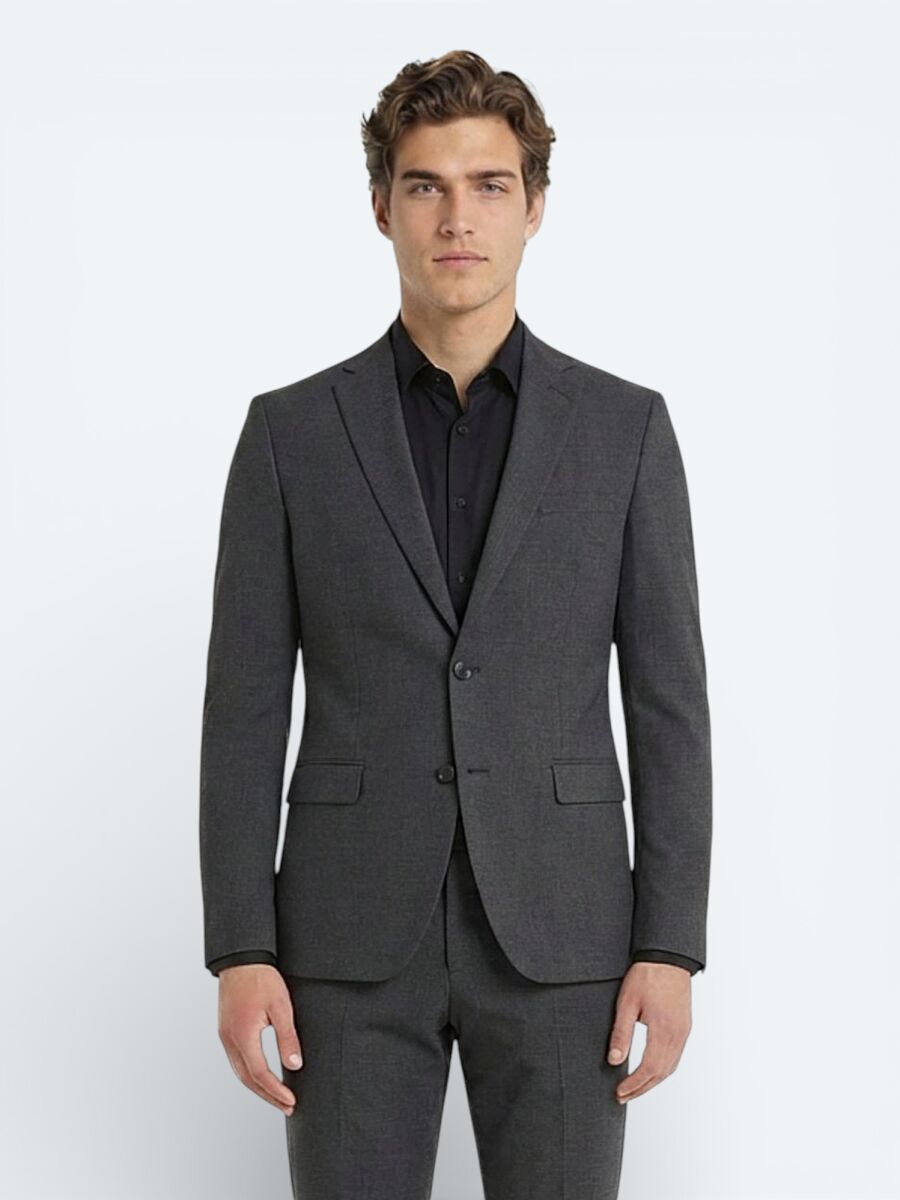 Hard Coal Plain Regular Fit Wool Blended Suit - 2