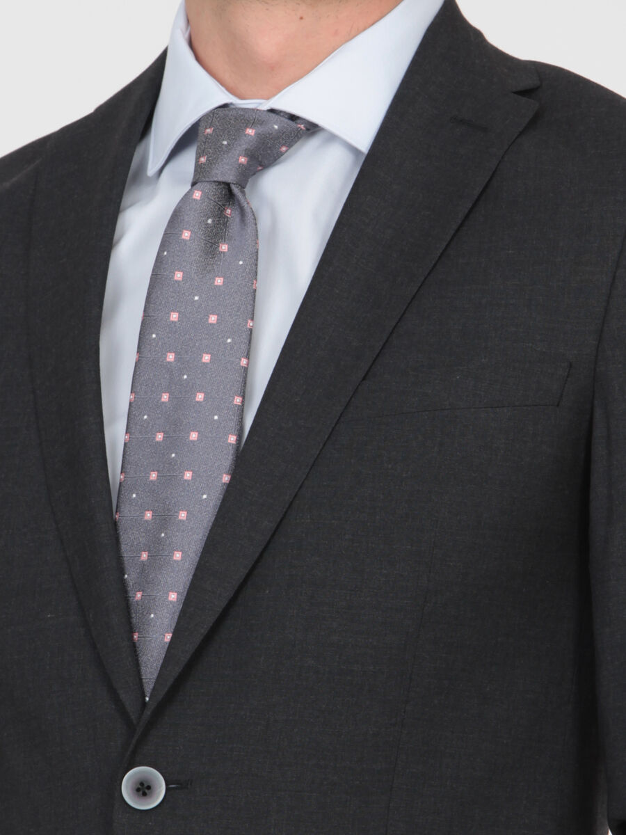 Hard Coal Plain Slim Fit Wool Blended Suit - 1