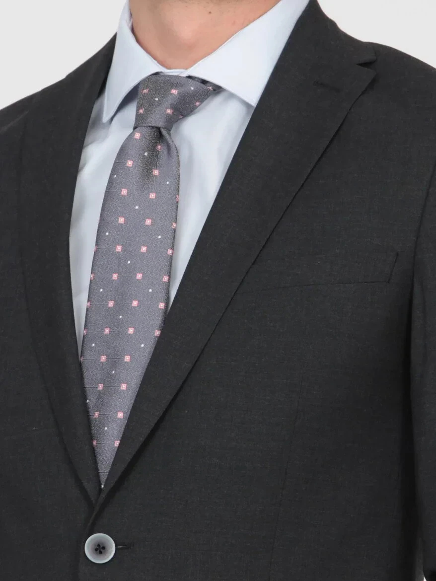 Hard Coal Plain Slim Fit Wool Blended Suit - 1